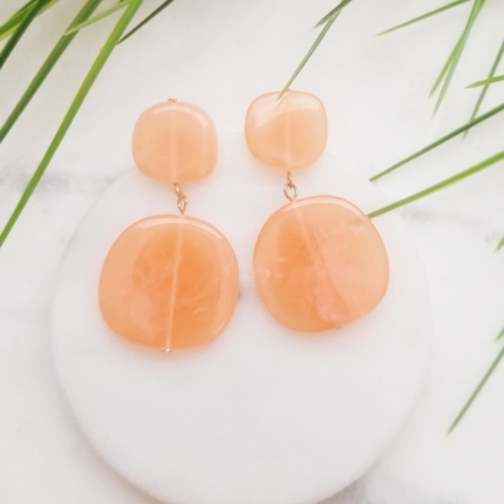 Peach Resin Drop Earrings
